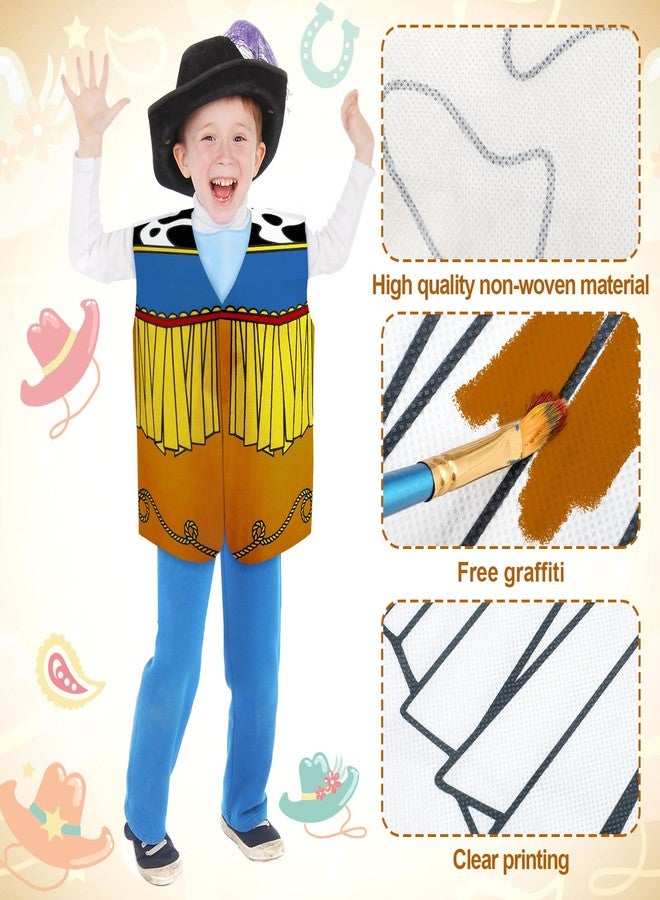 Yearntown 24 Pcs Color Your Own Western Vest Craft Kit - Christmas Western Craft for Boy Kids Girl - Ideal for Cowboy Cowgirl Birthday DIY Art Painting Activities - Image 3